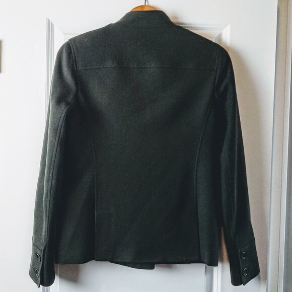 Theory Double-Breasted Olive Green Wool Coat - Picture 2 of 7